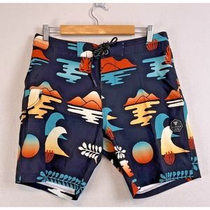 VISSLA Mens 32 Board Short Swim Trunks Upcycled Beach Stretch Casual 9" Colorful